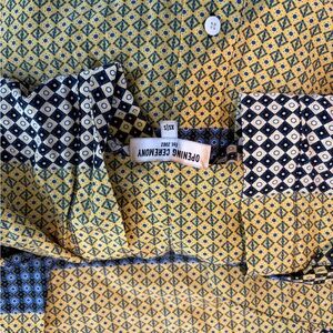 Opening Ceremony Geometric Yellow and Navy Shirt